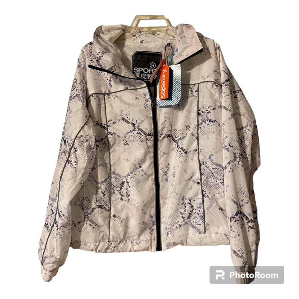 SuperDry Sport NEW WITH TAGS white Python ladies running jacket - size L - nice!